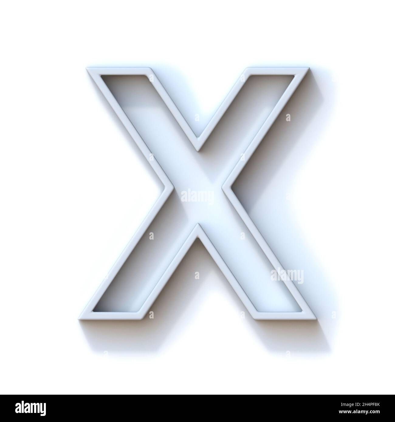 Carattere con contorno estruso grigio con illustrazione di rendering 3D Shadow Letter X isolata su sfondo bianco Foto Stock