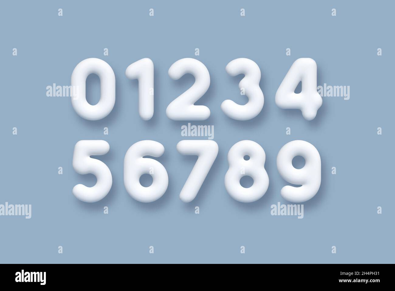 Set vettoriale di numeri 3d bianchi. Illustrazione Vettoriale