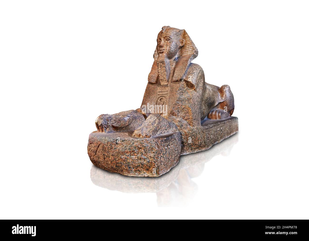 Statua egiziana scultura di una sfinge, circa 1750 AC, fine New Empire, da Tanis san-el-hagar, granito. Museo del Louvre inv A21 o N21. Royal sfinge ly Foto Stock