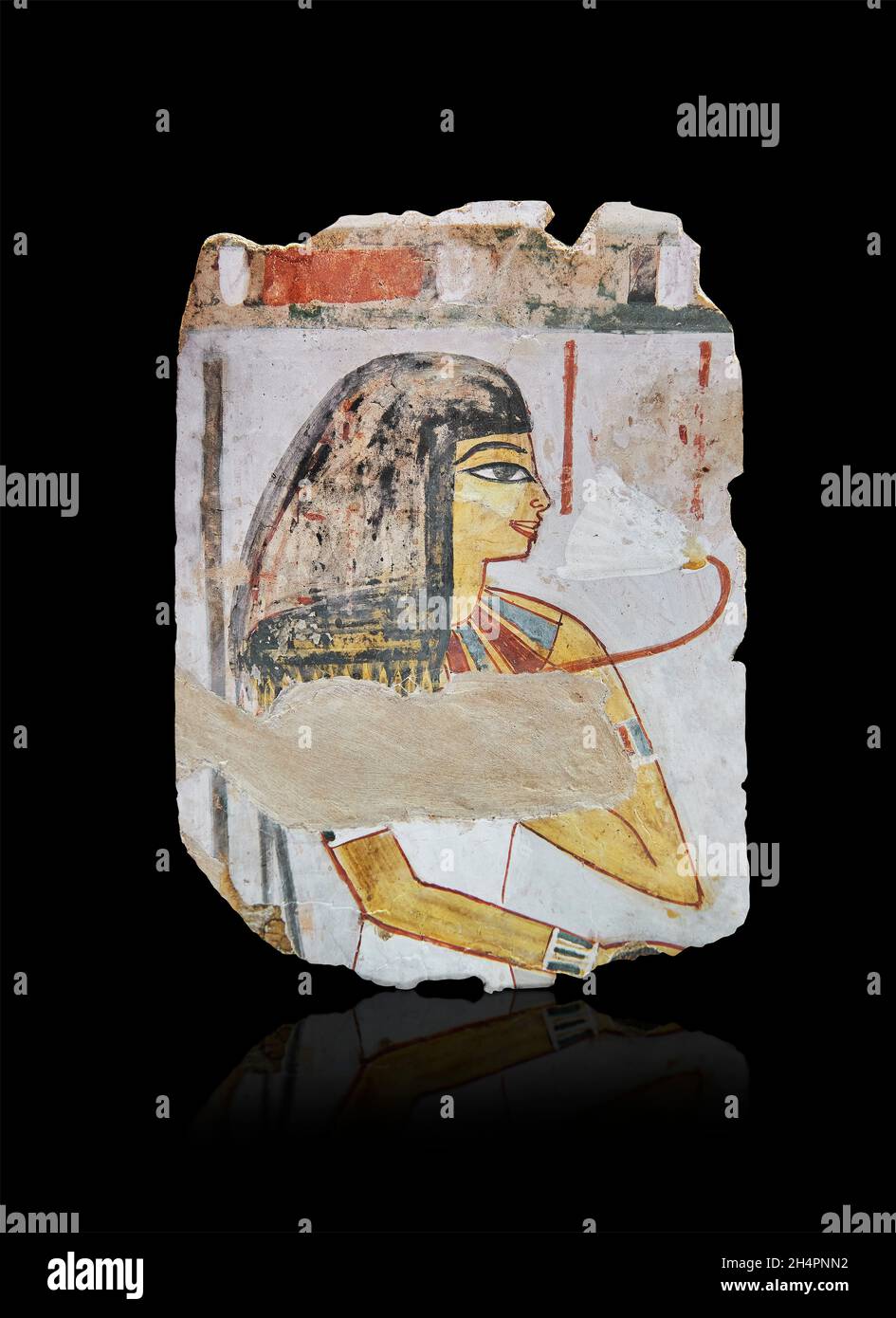 Ancinet tomba egiziana parete affresco murale di una donna , 1401-1391 AC, 18th dinastia, trovato Cheikh Abd-el-Gournah Tebes. Museo del Louvre e 32565. Dettagli : Foto Stock