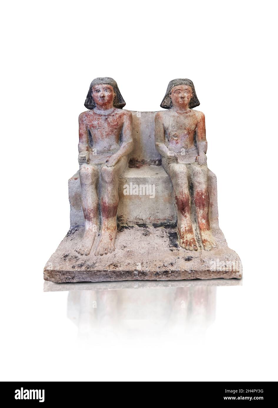 Statua egiziana scultura di coppia, 2350-2200 AC, sesta dinastia, calcare . Museo del Louvre inv A 43. Trovato nella tomba di Itisen Giza Foto Stock