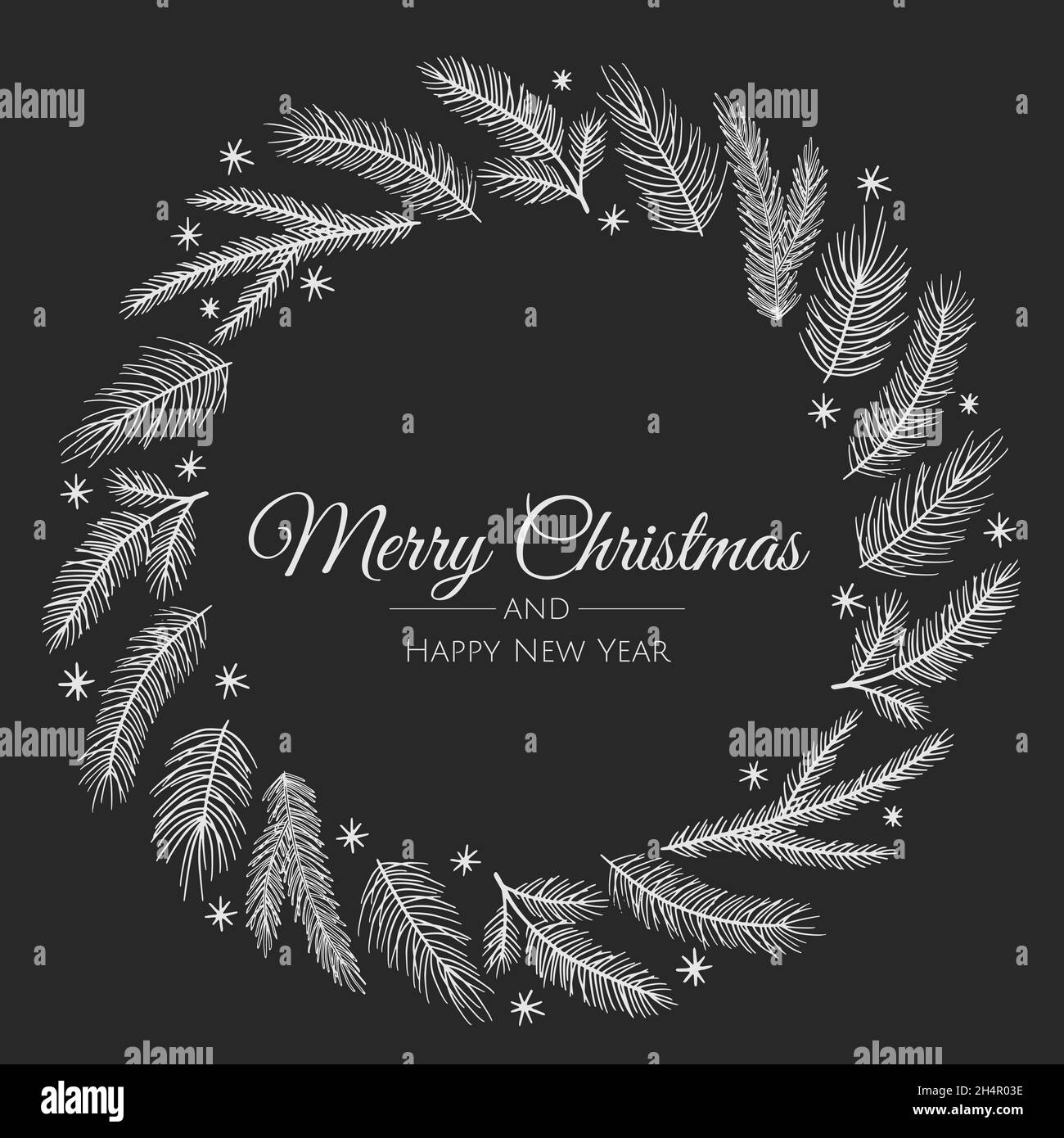 Corona di Natale con rami di pino, bacche, fiori di Natale e altri elementi di vacanza Illustrazione Vettoriale
