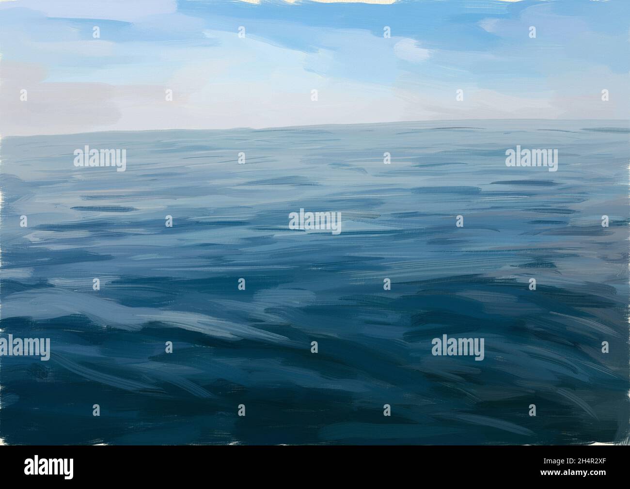 Superficie di acqua dell'oceano con le onde. Verniciatura digitale ad olio. Foto Stock