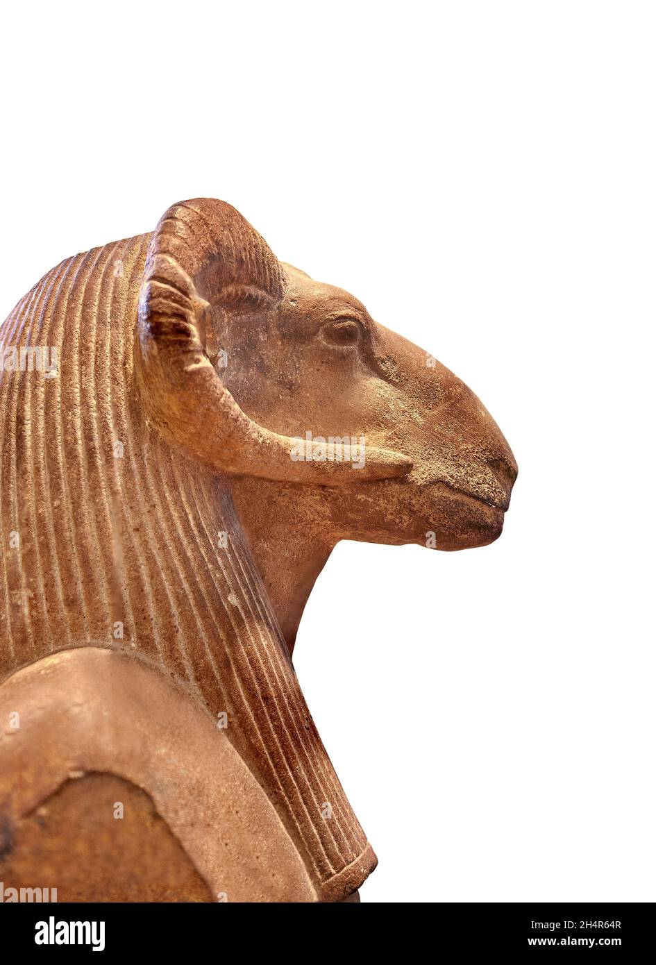Statua egizia montoni testa di Amun-Re, 1391-1353- regno Amenhotep III, . Museo del Louvre AF 2577. Sala sully 324. Amun (anche Amon, Ammon, Amen) era un Foto Stock