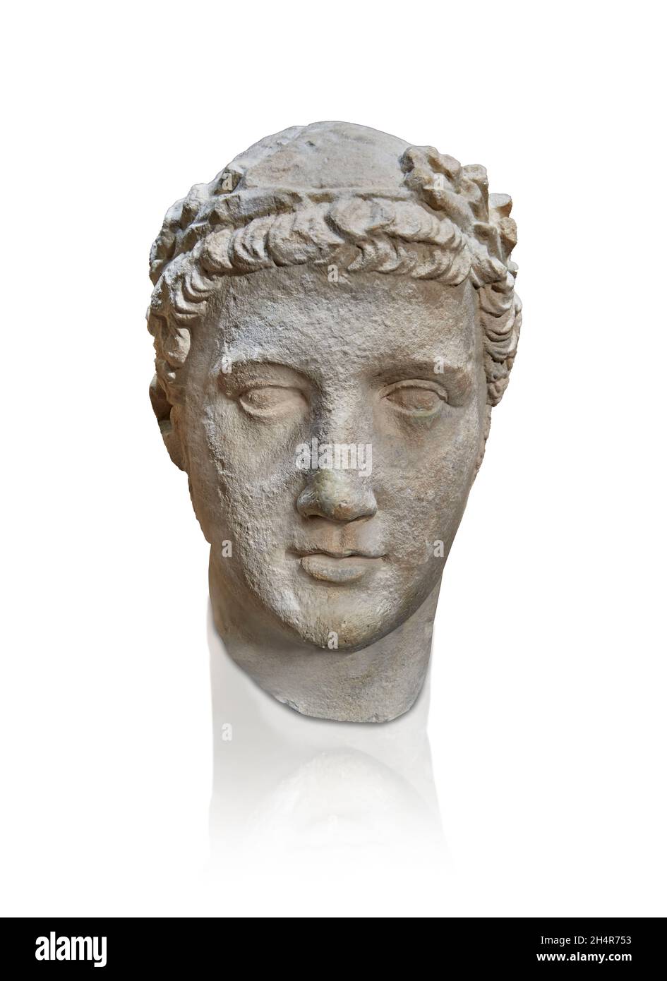 Scultura di una statua egizia romana di un giovane, ist c. AD, da Golgoi, calcare . Museo del Louvre inv AM3839. Foto Stock