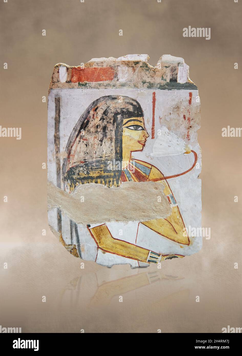 Ancinet tomba egiziana parete affresco murale di una donna , 1401-1391 AC, 18th dinastia, trovato Cheikh Abd-el-Gournah Tebes. Museo del Louvre e 32565. Dettagli : Foto Stock