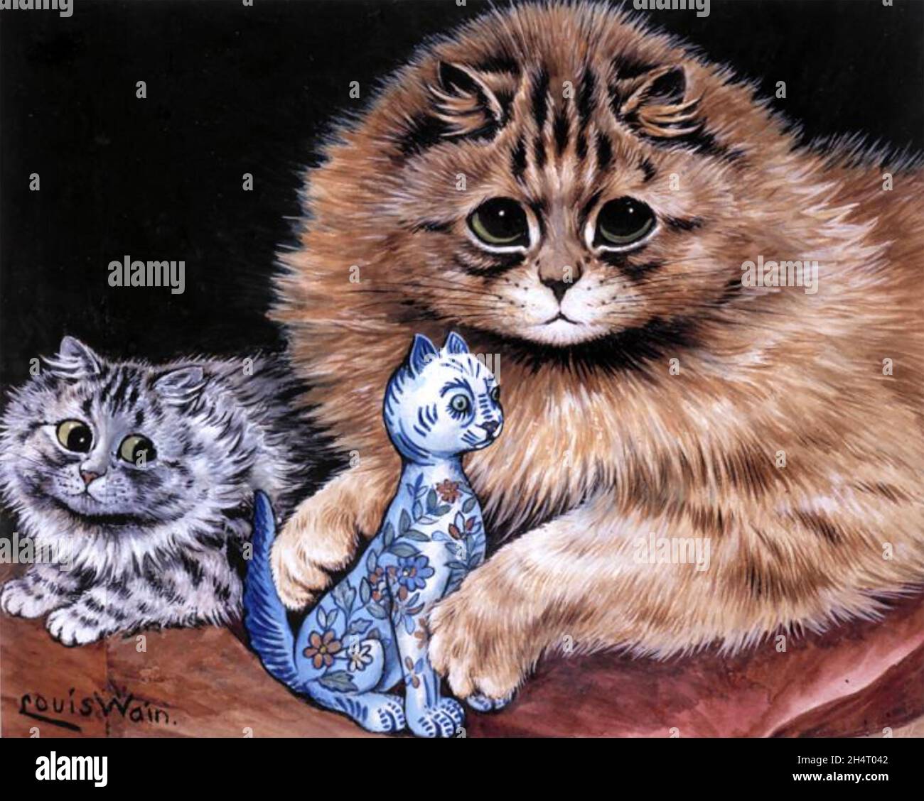 LOUIS WAIN (1860-1939) artista inglese meglio conosciuto per le sue illustrazioni di gatti. 'Che amo di più?' Foto Stock