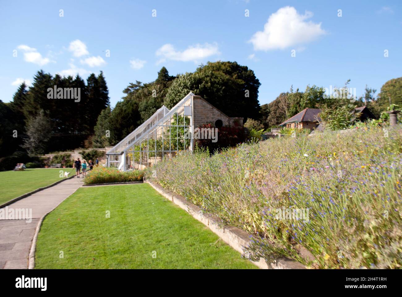 La serra Orchard House nel giardino formale Cragside, Rothbury, Northumberland, Inghilterra, Regno Unito, Regno Unito Foto Stock