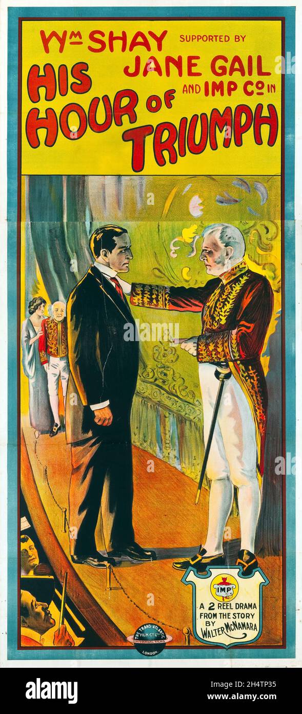 Poster del vecchio film – His Hour of Triumph (Universal, 1913). Foto Stock