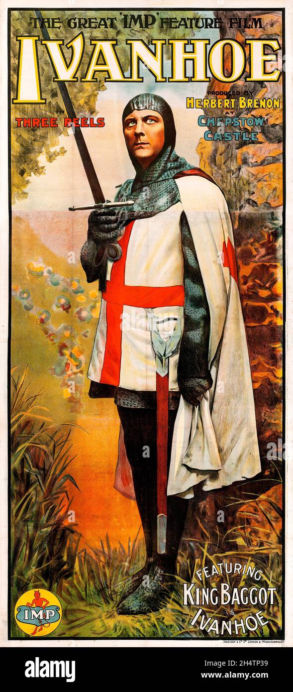 Poster del vecchio film – Ivanhoe (IMP, 1913). Inglese. King Baggot come Ivanhoe Foto Stock