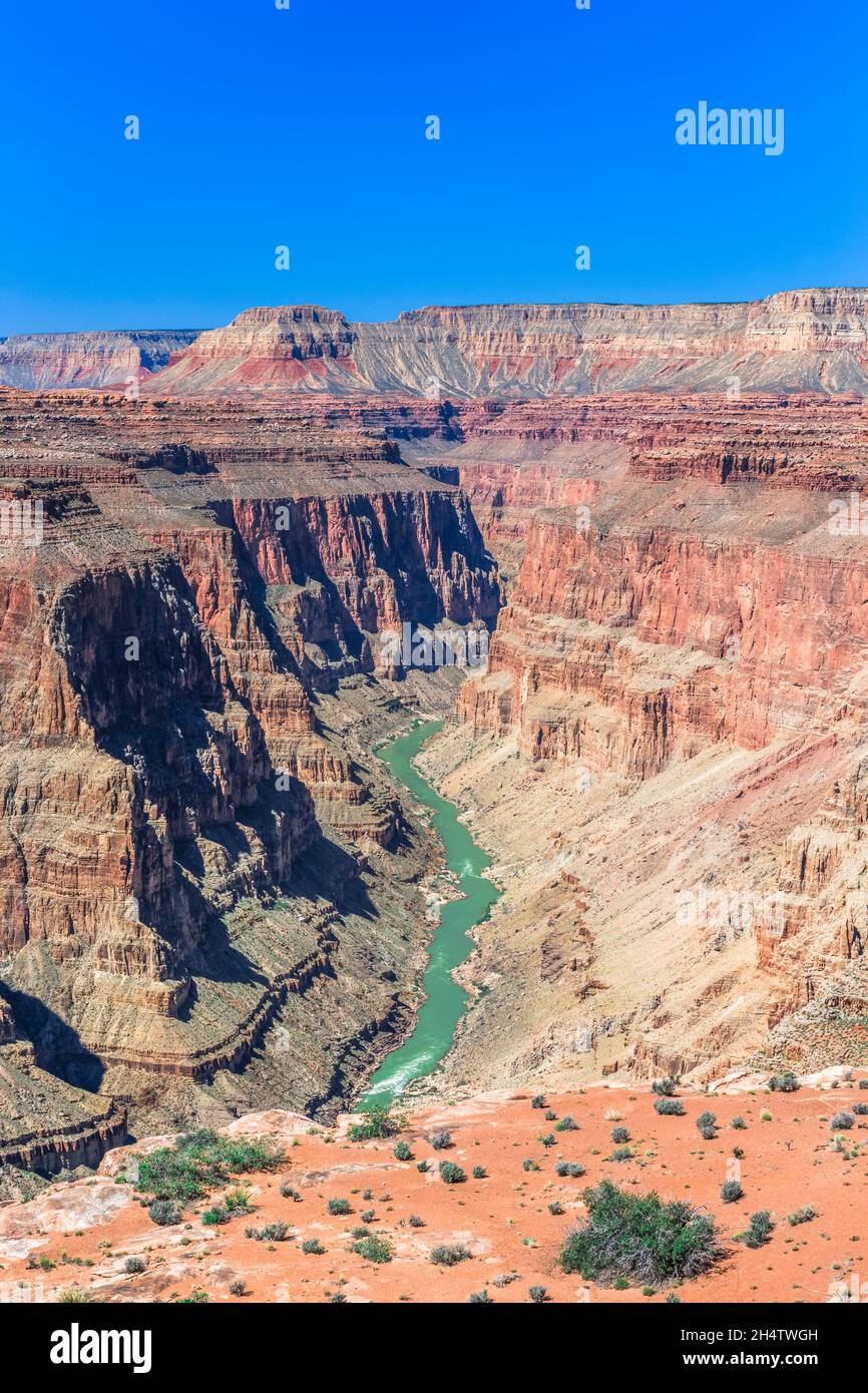 Il fiume Colorado in coda di pesce rapids area del parco nazionale del Grand Canyon, Arizona Foto Stock