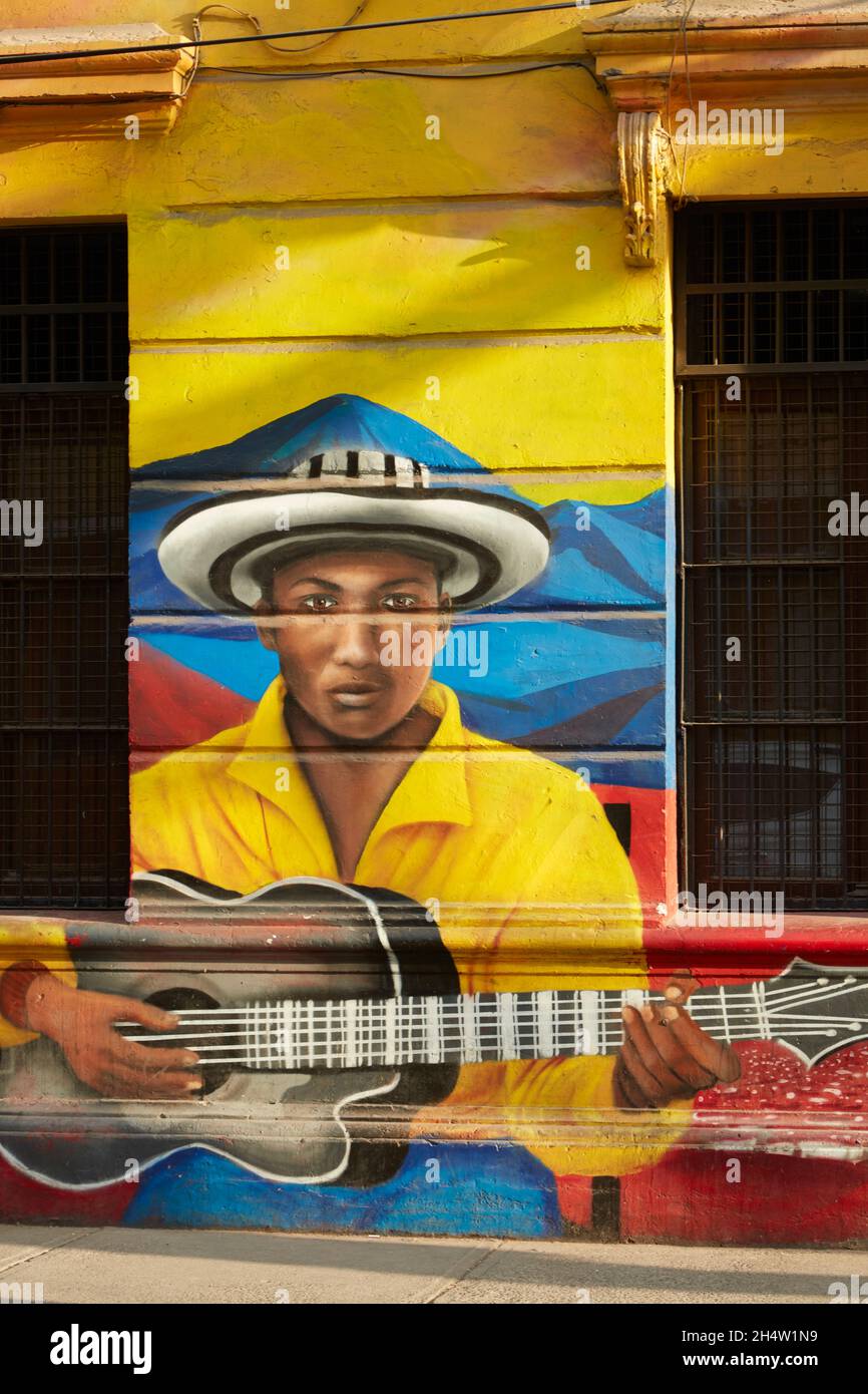 Murale, Bellavista, Santiago del Cile, Sud America Foto Stock