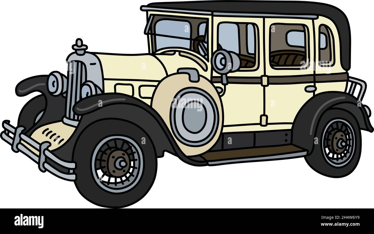 L'illustrazione vettoriale di una limousine vintage nera e crema Illustrazione Vettoriale