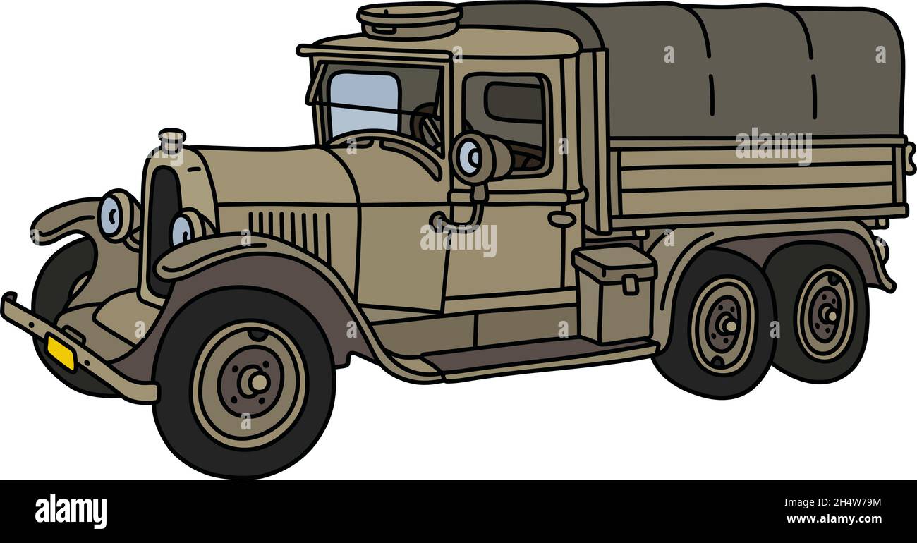 L'illustrazione vettoriale di un camion militare di sabbia vintage Illustrazione Vettoriale