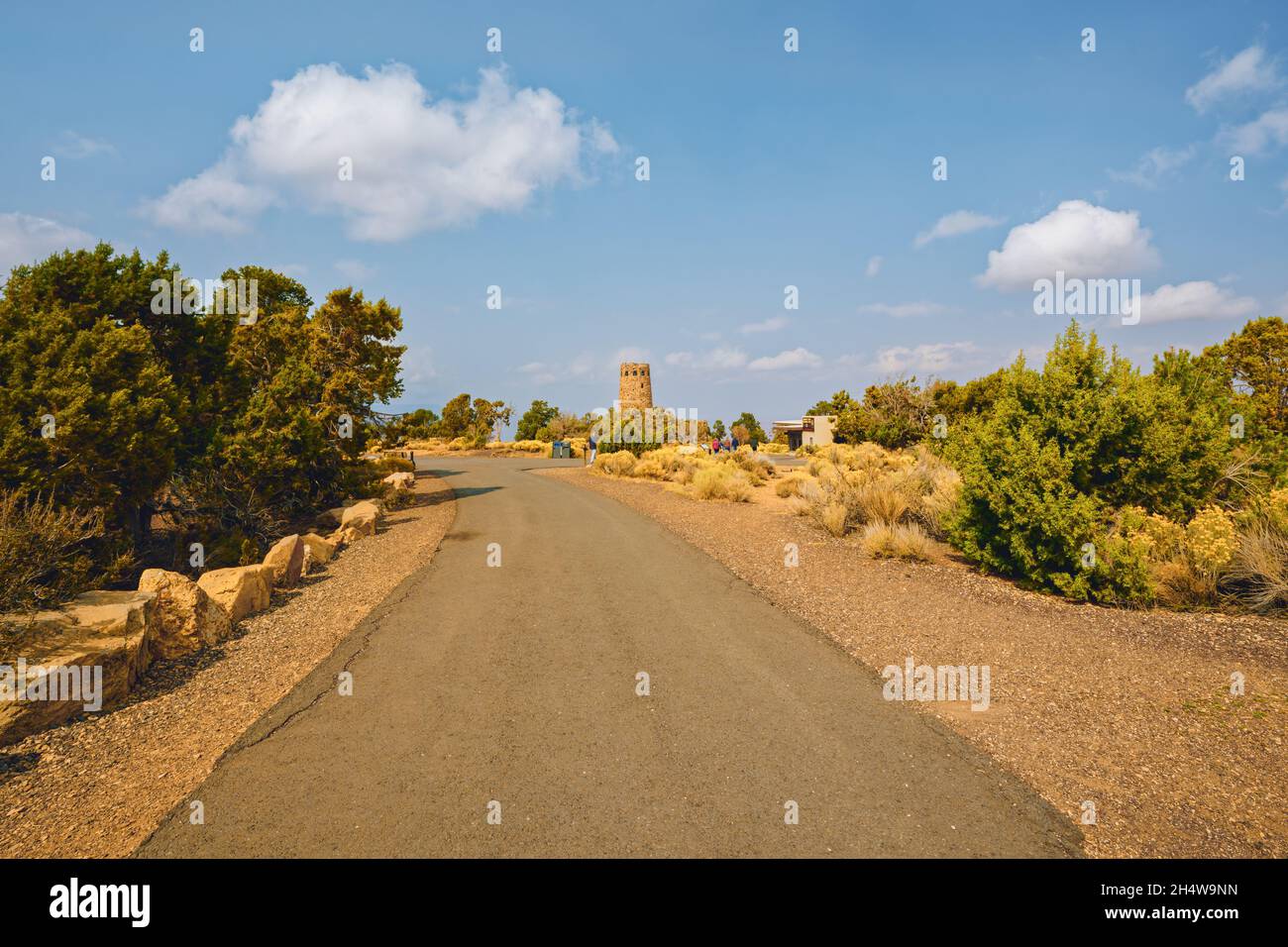 Grand Canyon, Arizona, USA - 28 settembre 2021 Desert View Watchtower, o Indian Watchtower a Desert View, South Rim del Grand Canyon National Park Foto Stock