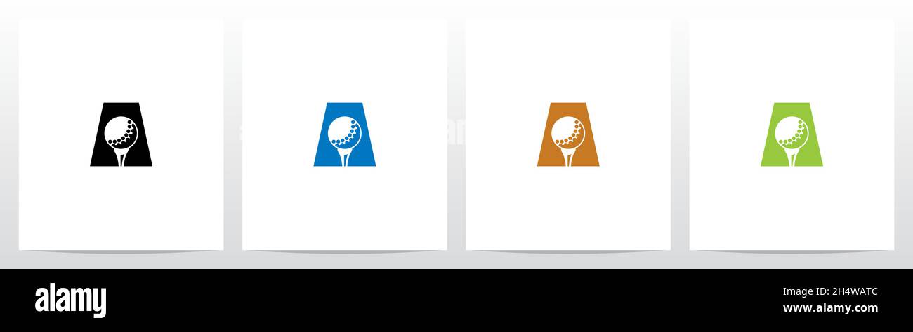 Palla da golf su lettera Logo Design A. Illustrazione Vettoriale