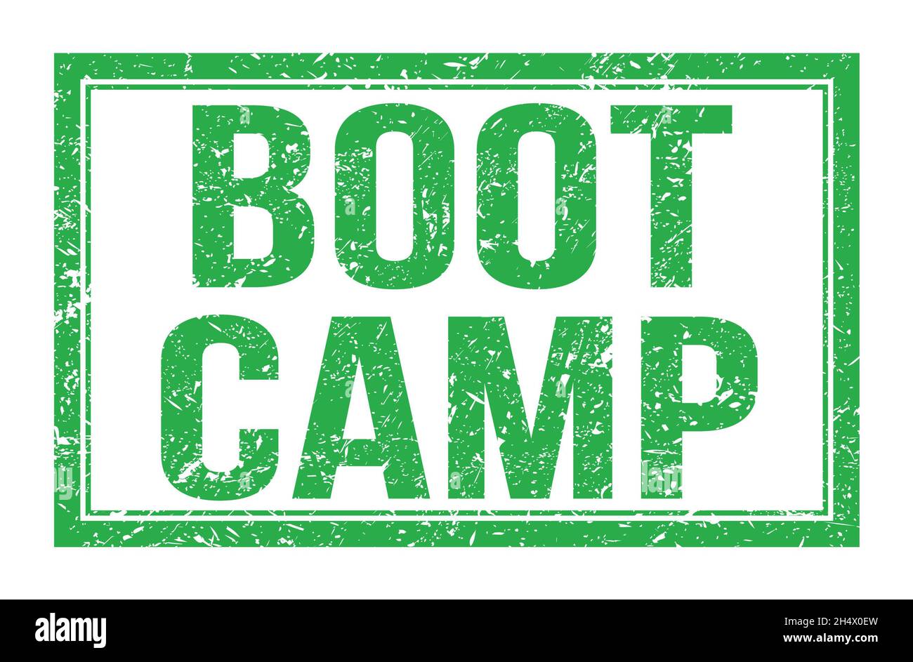 BOOT CAMP, parole scritte sul segno verde del timbro rettangolare Foto Stock