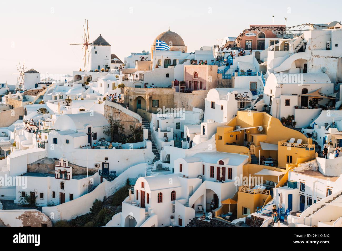 Tramonto a Oia - Santorini, Cicladi, Grecia Foto Stock