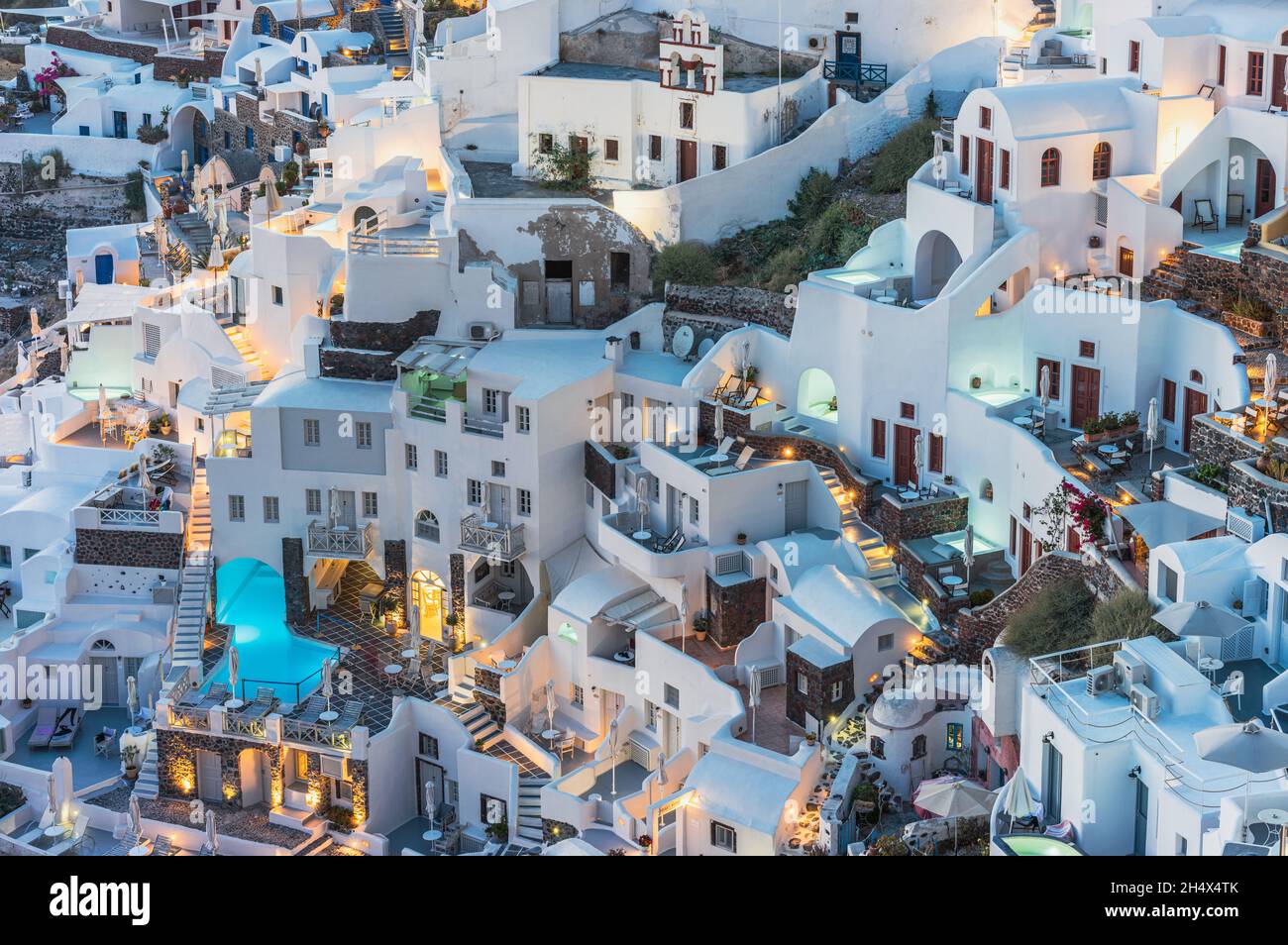 Tramonto a Oia - Santorini, Cicladi, Grecia Foto Stock