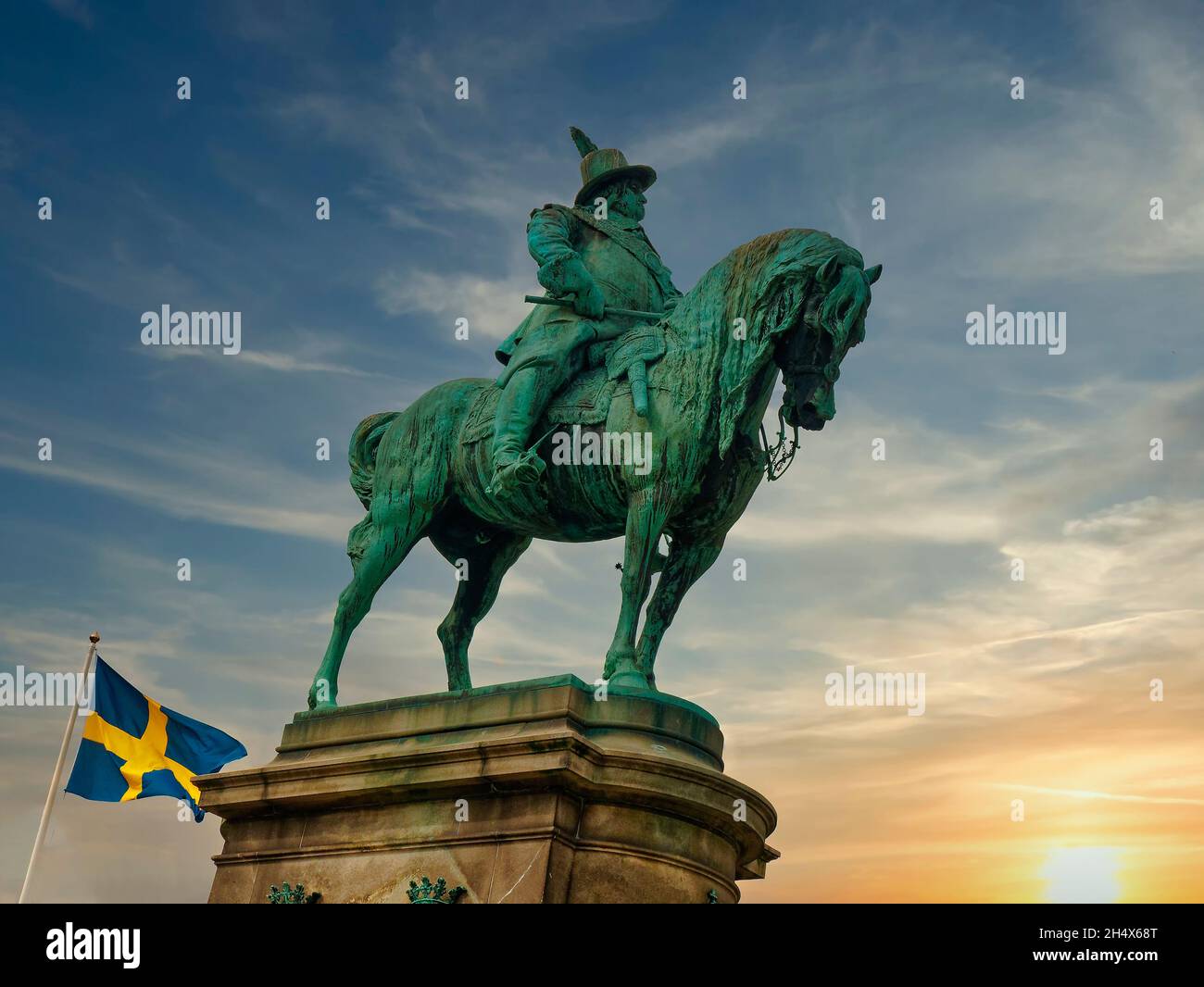 Statua equestre di Carlo X Gustav di Svezia in piazza Stortorget. Malmo Svezia. Foto Stock