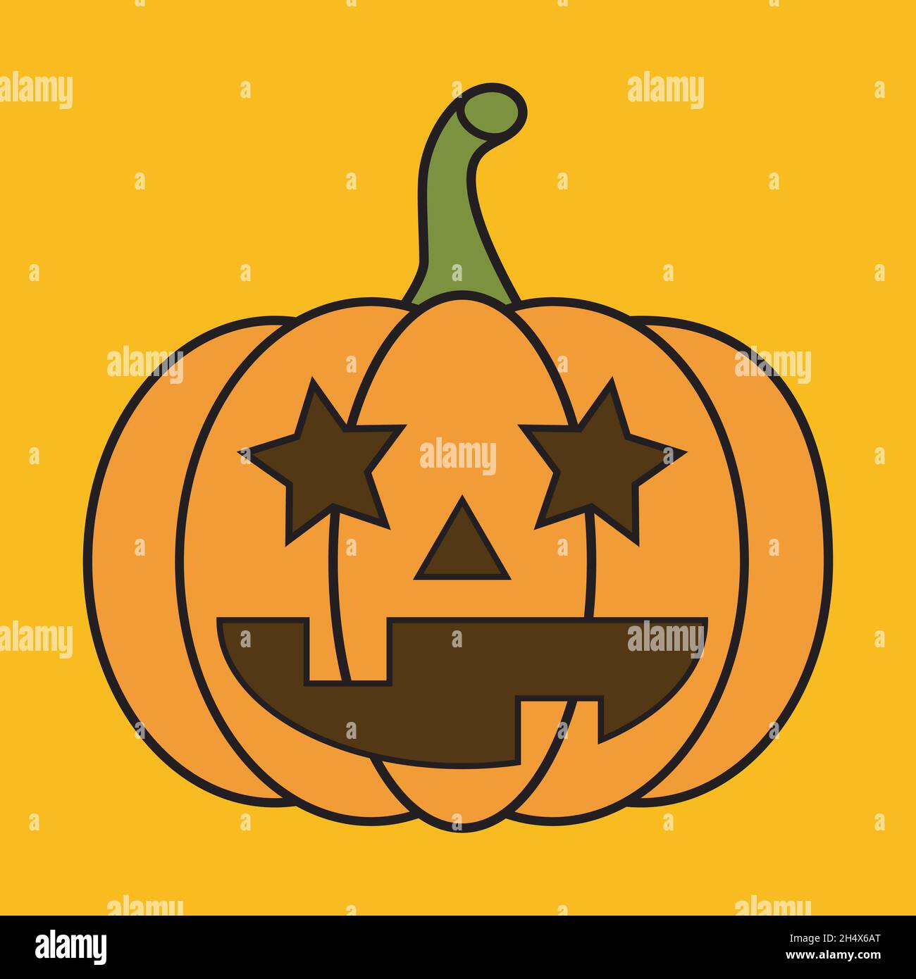 Zucca disegno piatto isolato stella occhi illustrazione vettoriale Foto Stock