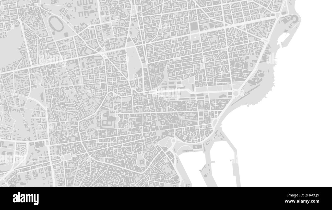 Bianco e grigio chiaro Catania Mappa vettoriale di sfondo, strade e illustrazione cartografica dell'acqua. Proporzioni widescreen, design piatto digitale s. Illustrazione Vettoriale