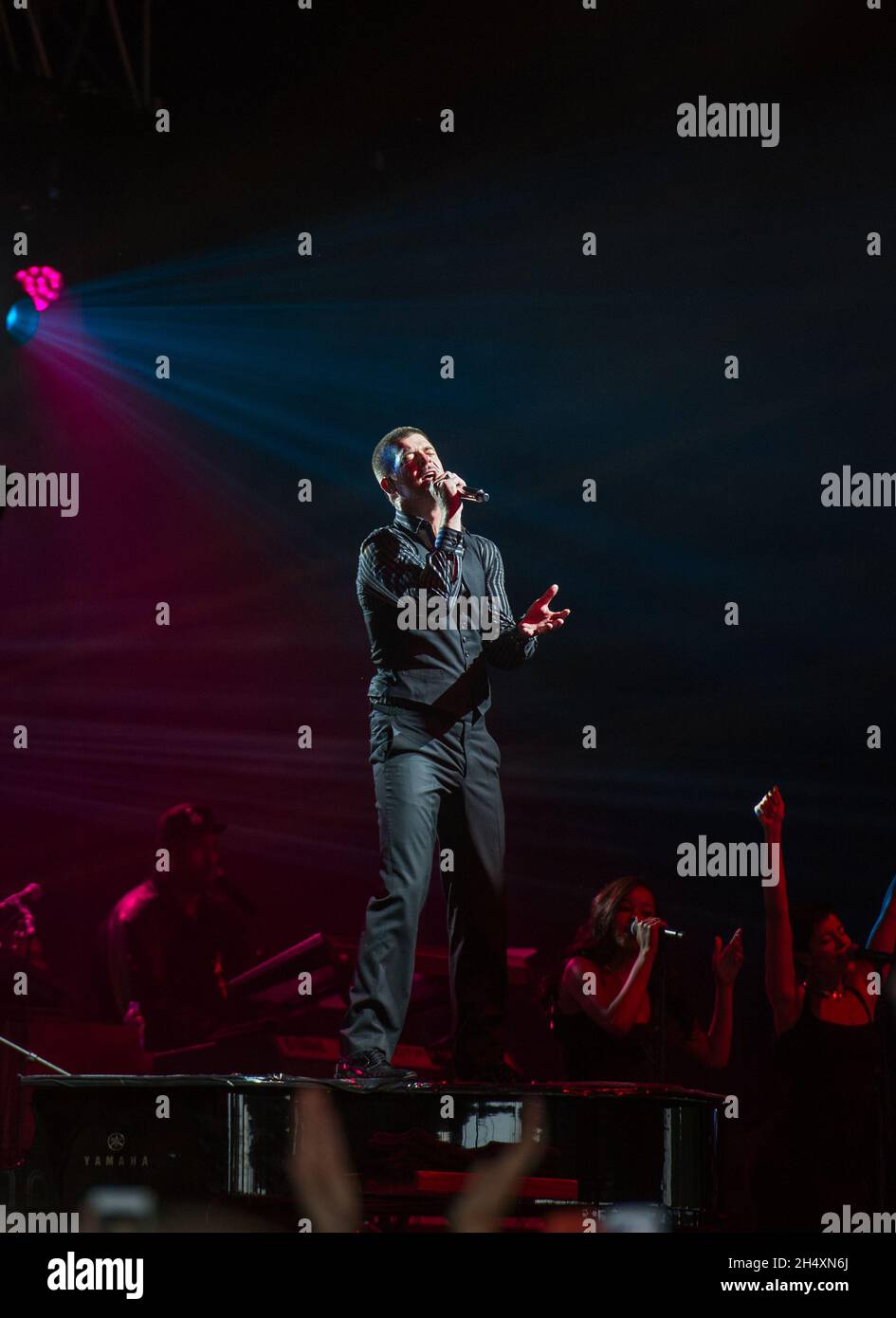 Robin Thicke vivo sul palco il giorno 2 del Wireless Festival il 5 luglio a Perry Park - Birmingham Foto Stock