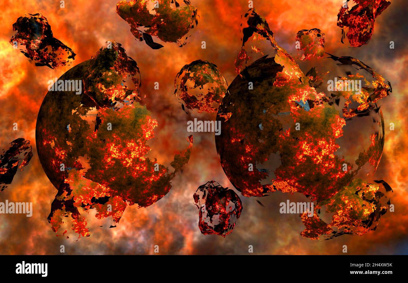 Pianeti in collisione Foto Stock