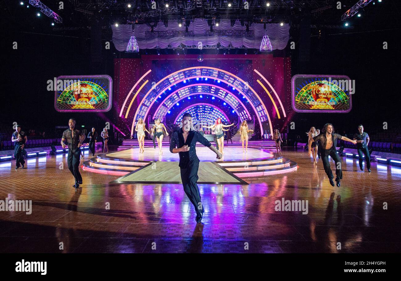 Stacey Dooley, Ashley Roberts, Lauren Steadman, Faye Tozer, Janette Marrara, Dianne Buswell, Karen Clifton, Nadiya Bychkova, Luba Mushtuk, Amy Dowden, Dr. Ranj Singh, Joe Sugg, Graeme Swann, Aljaz Skorjanec, Pasha Kovalev, AJ Pritchard, Giovanni Pernice, Graziano di prima e Johannes Radebe partecipano alla fotocall per il tour dal vivo "Strictly come Dancing" all'Arena Birmingham il 17 gennaio 2019 a Birmingham, Inghilterra. Data foto: Giovedì 17 gennaio, 2019. Photo credit: Katja Ogrin/ EMPICS Entertainment. Foto Stock