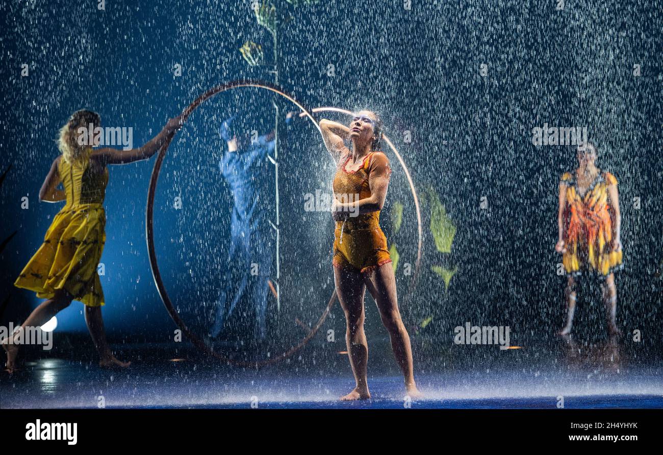 I membri del cast del Cirque du Soleil suonano sul palco durante la 'LUZIA' alla Royal Albert Hall il 11 gennaio 2020 a Londra, Inghilterra. Data foto: Sabato 11 gennaio, 2020. Photo credit: Katja Ogrin/ EMPICS Entertainment. Foto Stock