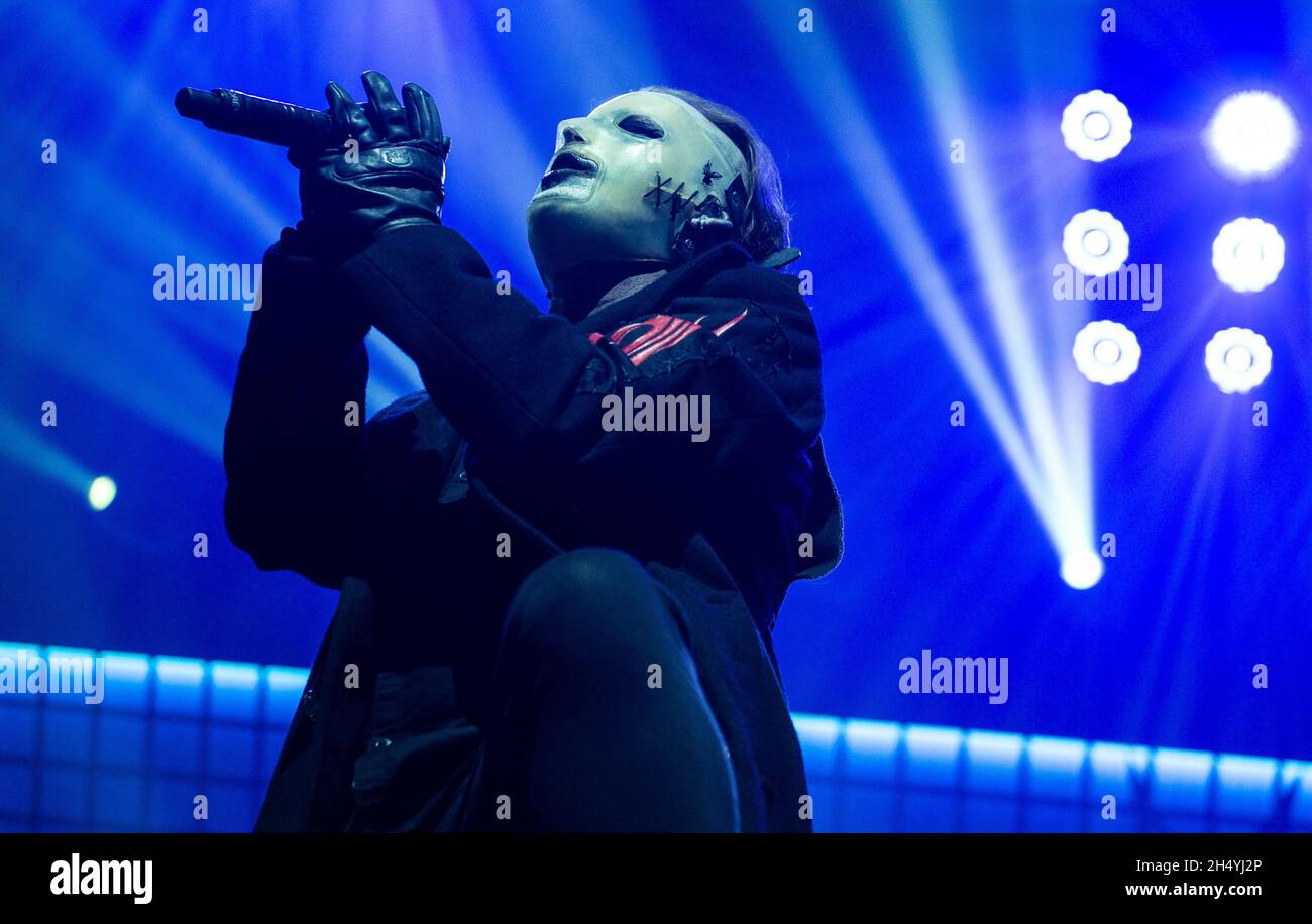 Corey Taylor di Slipknot si esibisce sul palco all'Arena Birmingham durante il We are Not Your Kind World Tour il 24 gennaio 2020 a Birmingham, Regno Unito. Data foto: Venerdì 24 gennaio 2020. Photo credit: Katja Ogrin/EMPICS Entertainment. SOLO PER USO EDITORIALE Foto Stock