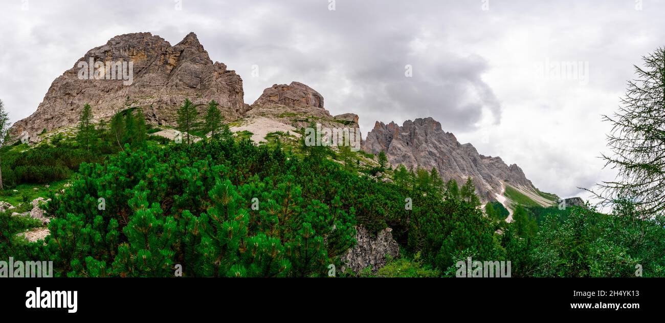 Escursione alle Dolomiti di Rotwandwiesen Alto Adige Italia Foto Stock