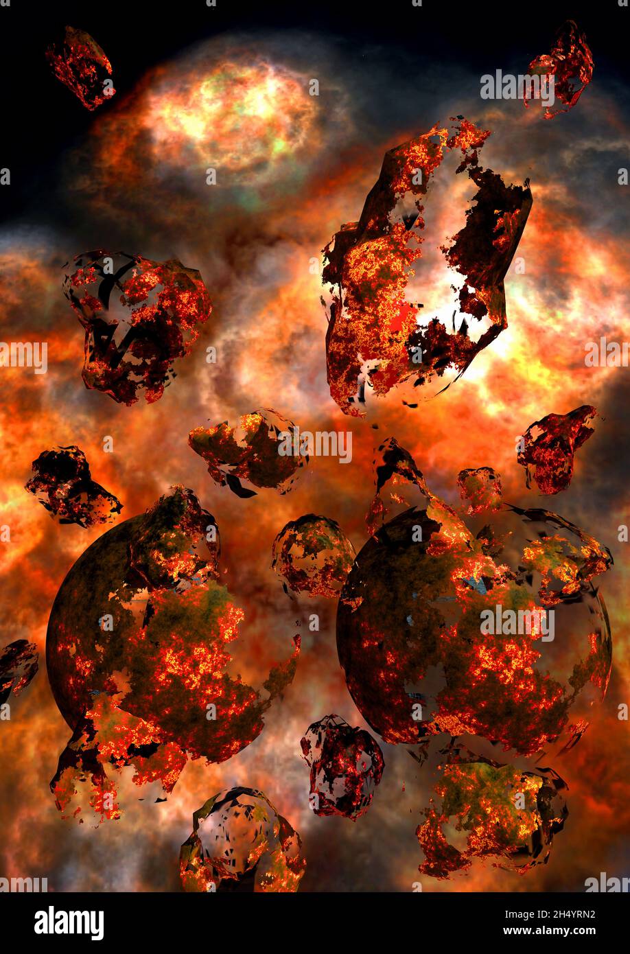 Pianeti in collisione Foto Stock