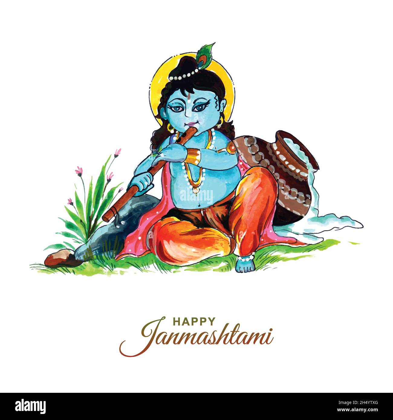 Shree krishna janmashtami festival carta sfondo Illustrazione Vettoriale