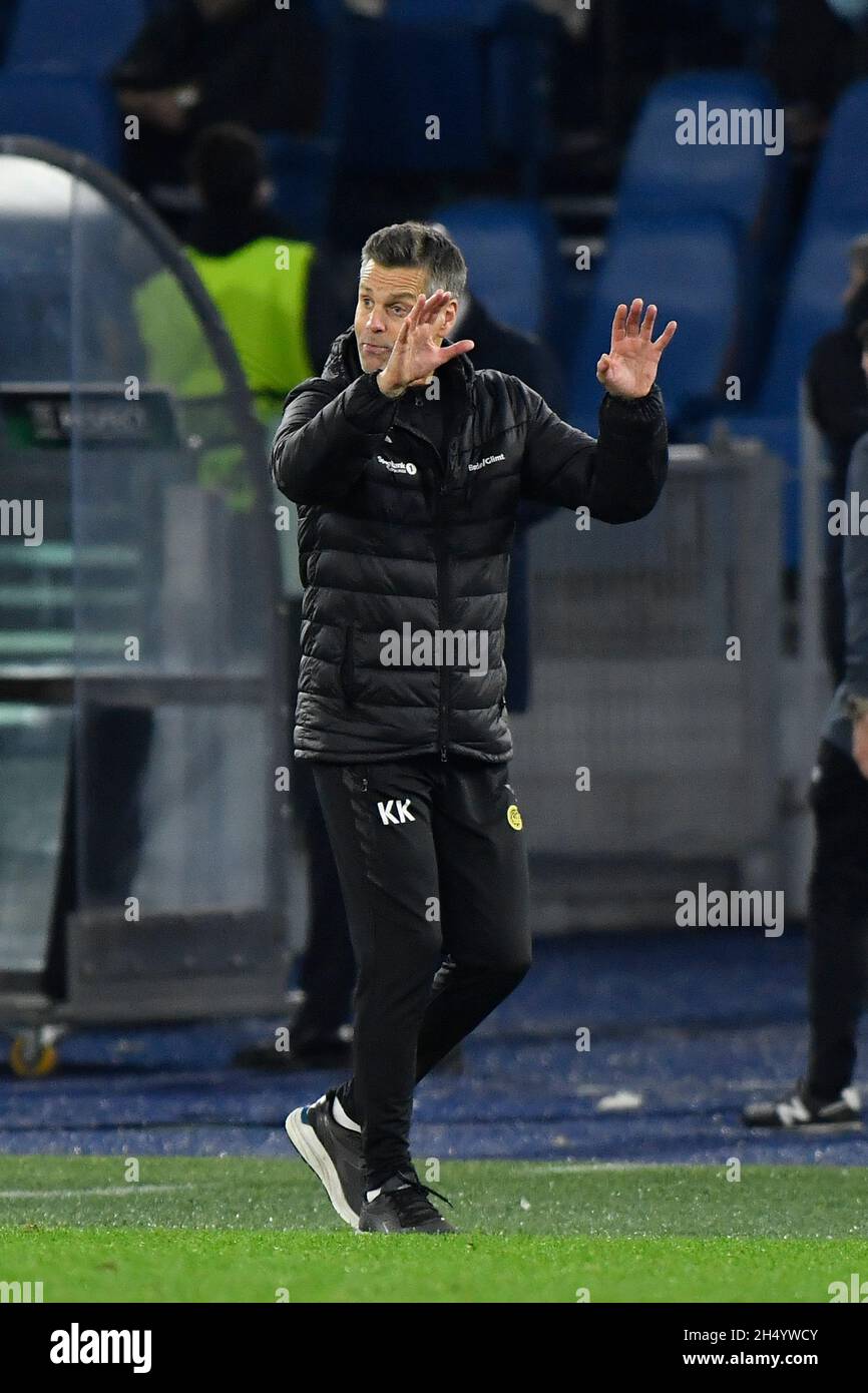 Roma, Italia. 4 novembre 2021. Kjetil Knutsen in azione durante la partita del gruppo C della UEFA Europa Conference League tra A.S. Roma FK Bodø/Glimt allo Stadio Olimpico il 4 novembre 2021 a Roma, Italia.A.S. Roma, FK Bodø/Glimt, Conference League, UEFA, Stadio Olimpico (Photo by Domenico Cippitelli/Pacific Press) Credit: Pacific Press Media Production Corp./Alamy Live News Foto Stock