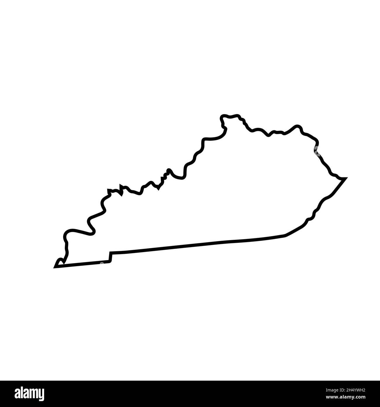 Mappa dello stato del Kentucky 2D su sfondo bianco Foto Stock