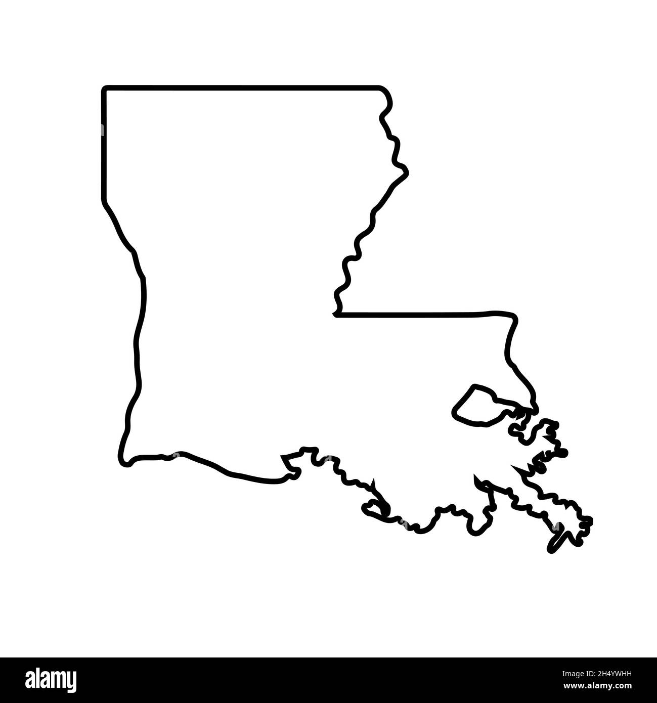 Mappa dello stato della Louisiana 2D su sfondo bianco Foto Stock