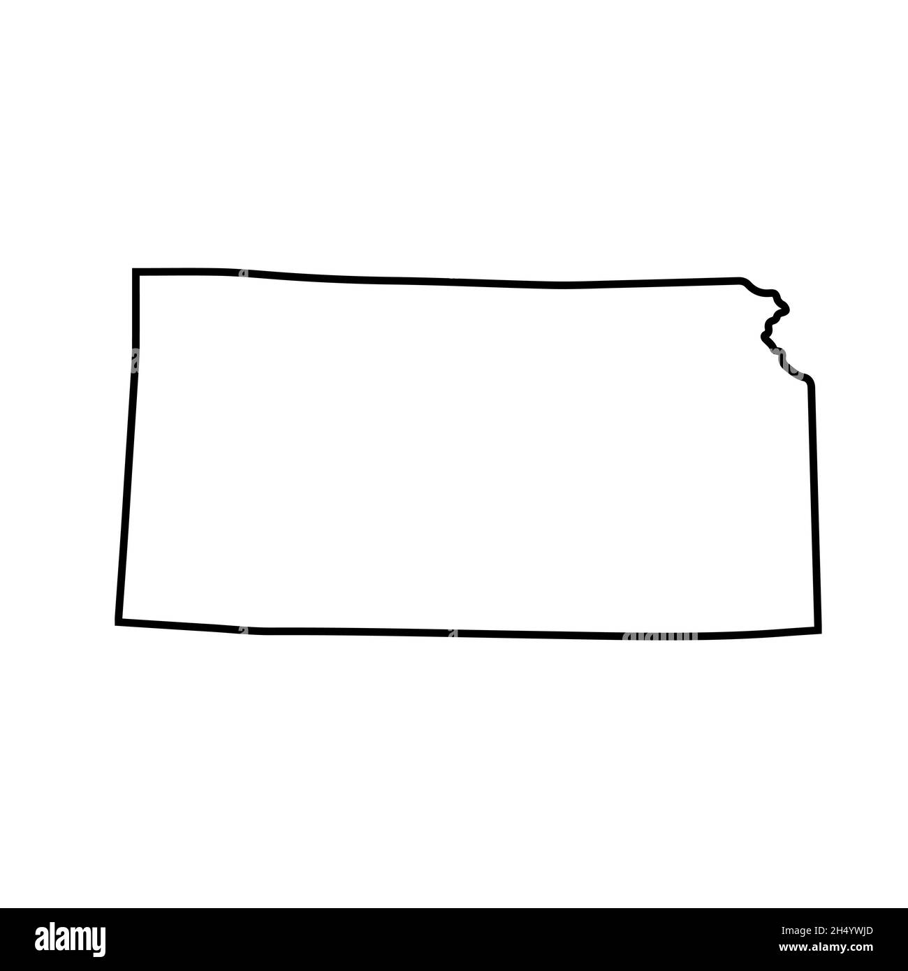 Mappa 2D dello stato di Kansaoutline su sfondo bianco Foto Stock