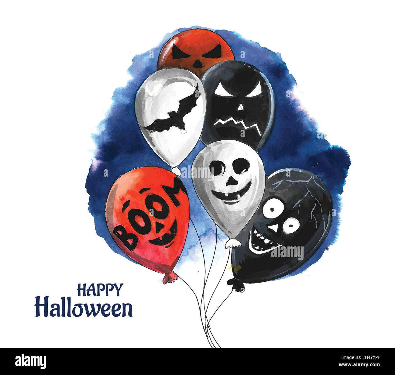 Halloween fantasma palloncini ragno e pipistrello aria spaventoso palloncini  sfondo acquerello Immagine e Vettoriale - Alamy
