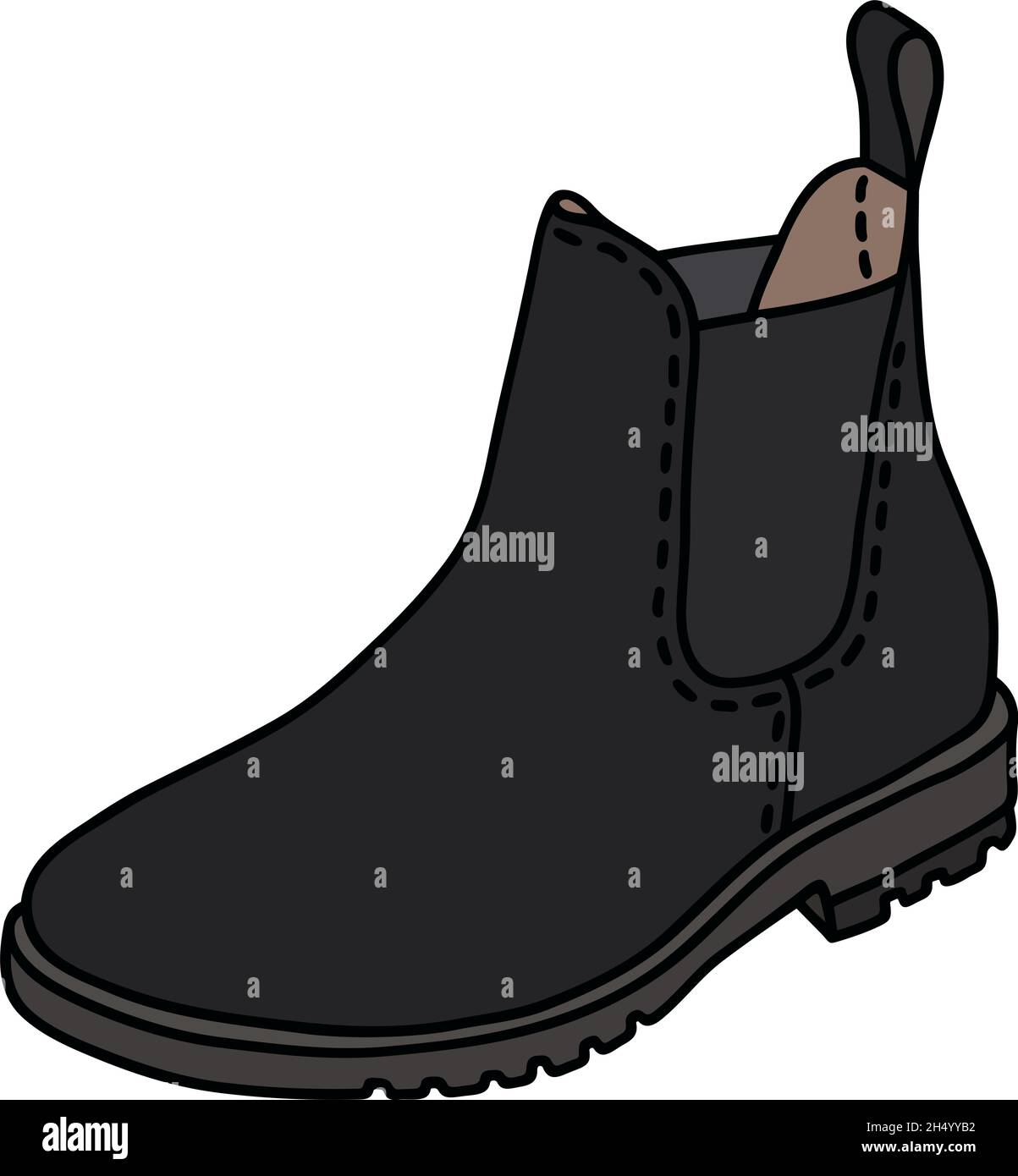 Disegno a mano di uno stivaletto nero Illustrazione Vettoriale