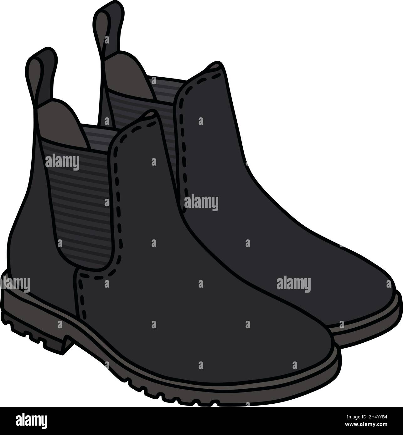 Disegno a mano di uno stivaletto nero Illustrazione Vettoriale