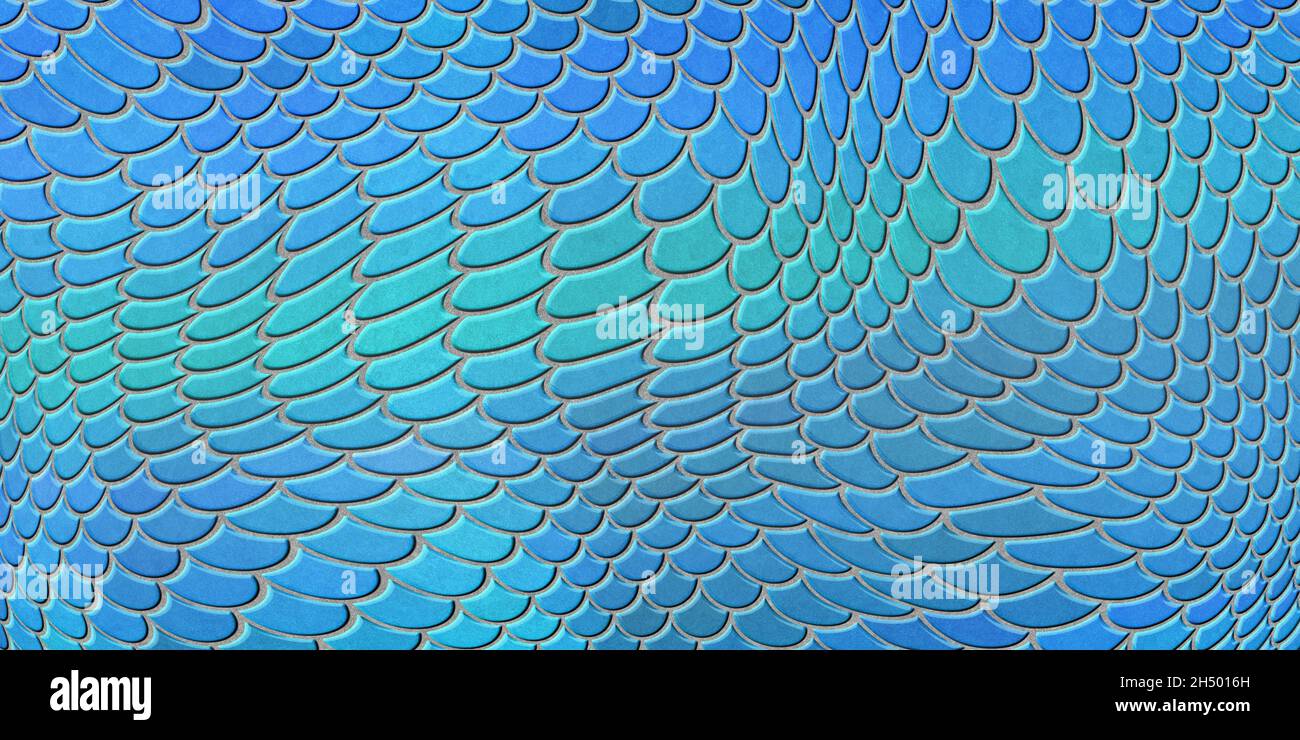 Squame di sirena blu, scala di pesce, texture Fantasy Foto Stock