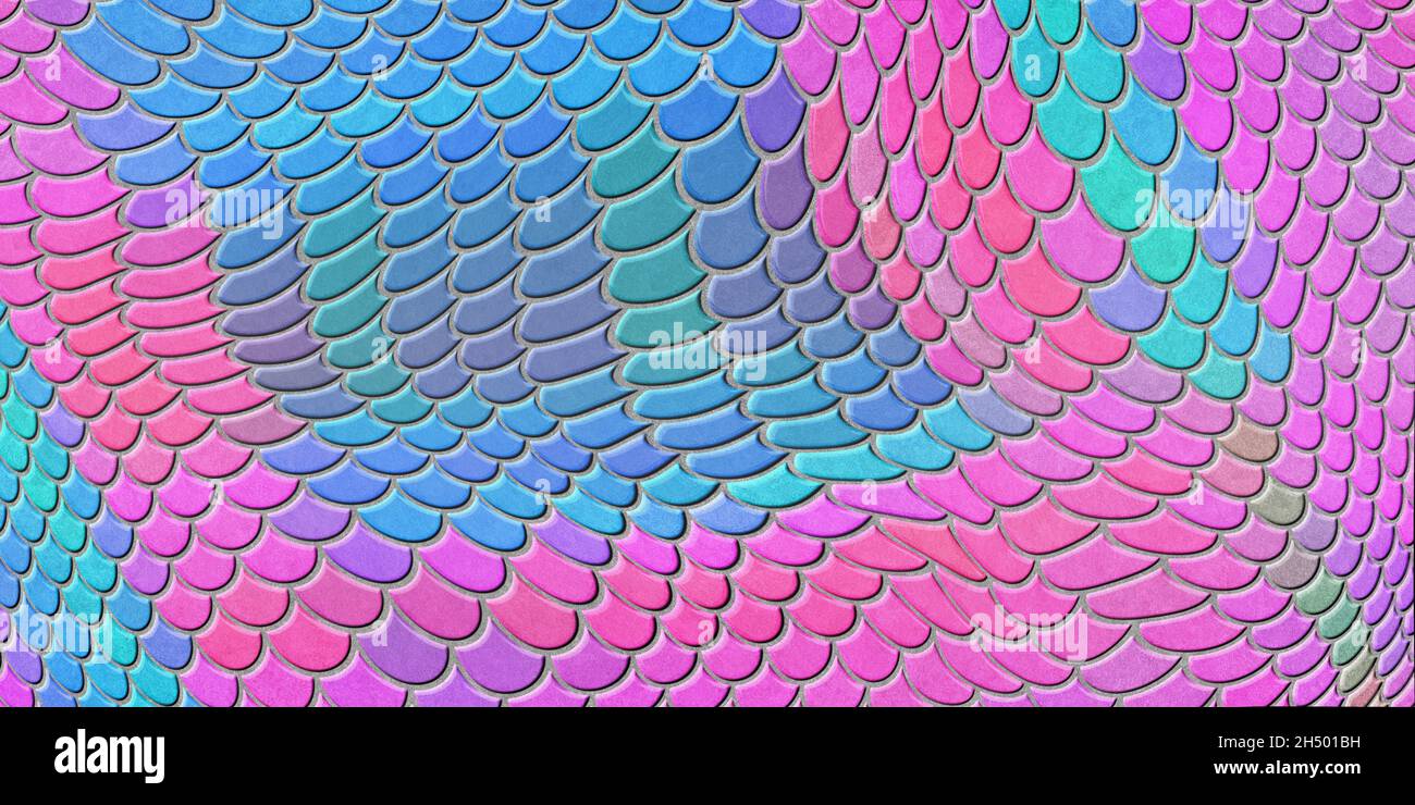 Coloratissime squame di sirena, scaglia di pesce, fantasy texture Foto Stock
