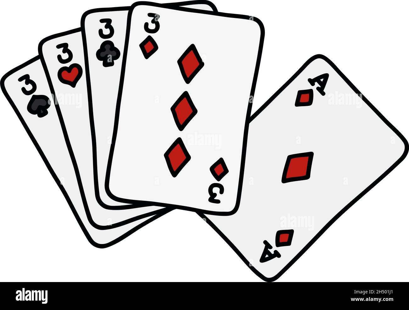 Disegno a mano di divertenti carte da poker Immagine e Vettoriale - Alamy