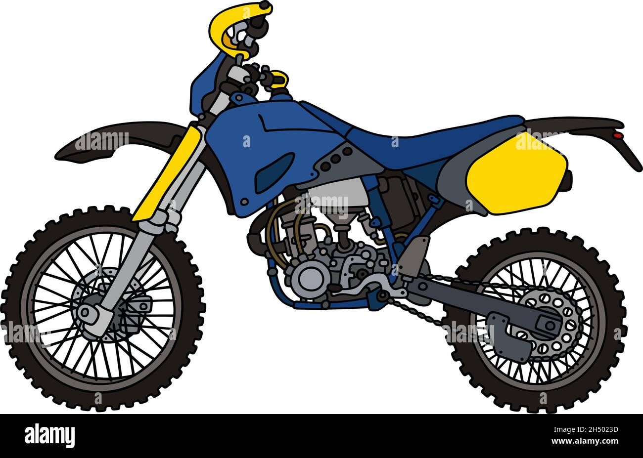 Disegno a mano di una moto da motocross da corsa blu - non un vero tipo  Immagine e Vettoriale - Alamy