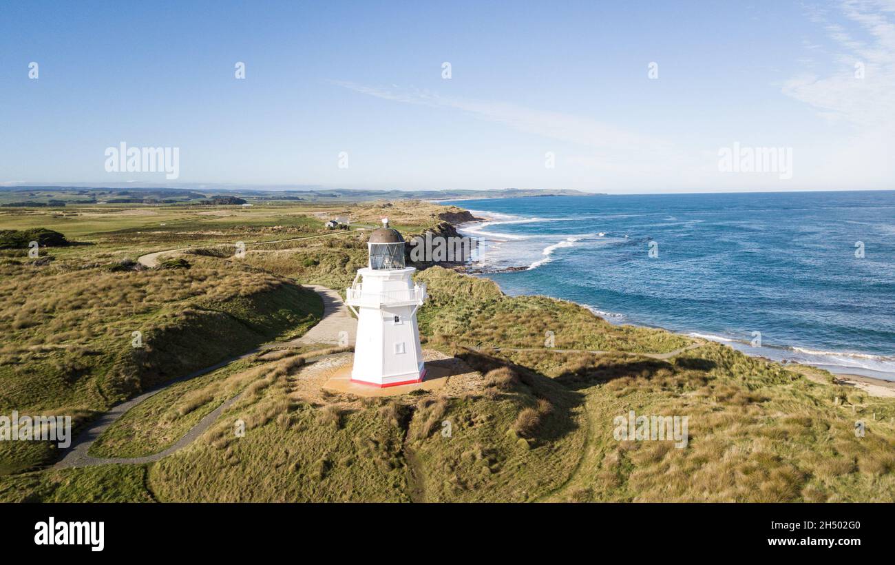 Faro di Waipapa Point vicino a Bluff, Nuova Zelanda Foto Stock