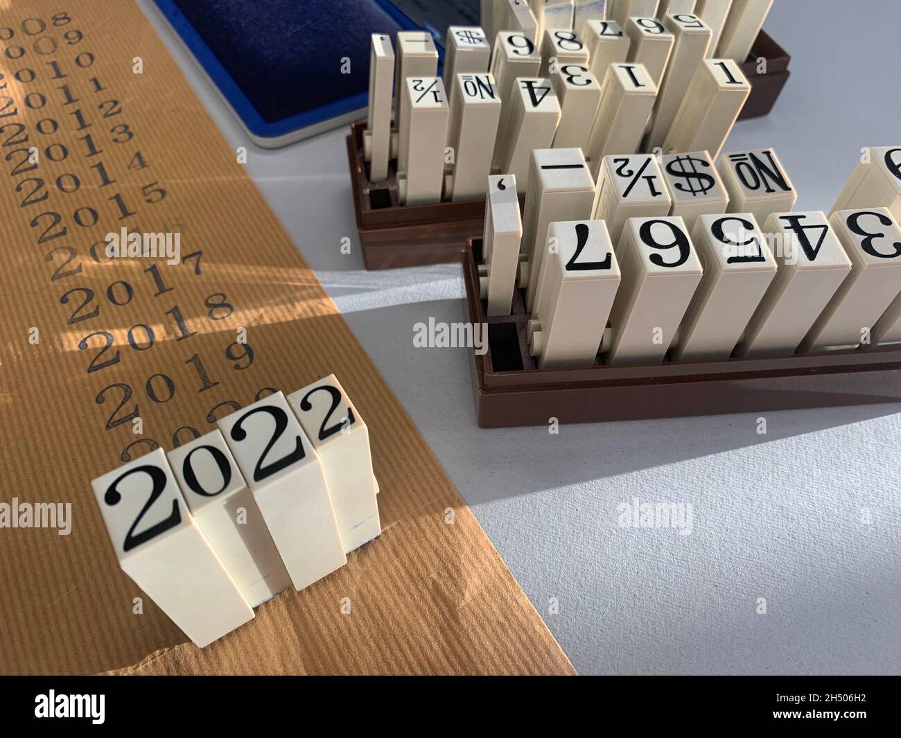 2022 nuovo anno digitare font word stamp Foto Stock