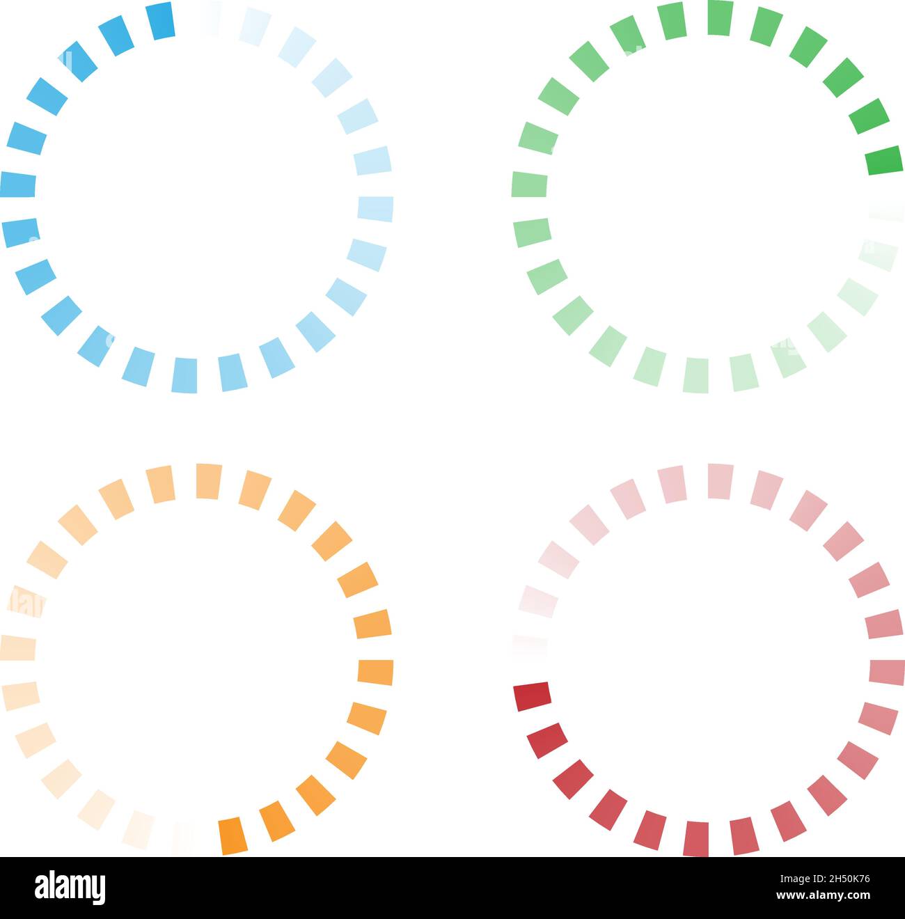 Indicatore di avanzamento, fasi, fasi. Precarica, forma tampone. Cerchio, icona di caricamento circolare - illustrazione vettoriale di stock, grafica clip-art Illustrazione Vettoriale