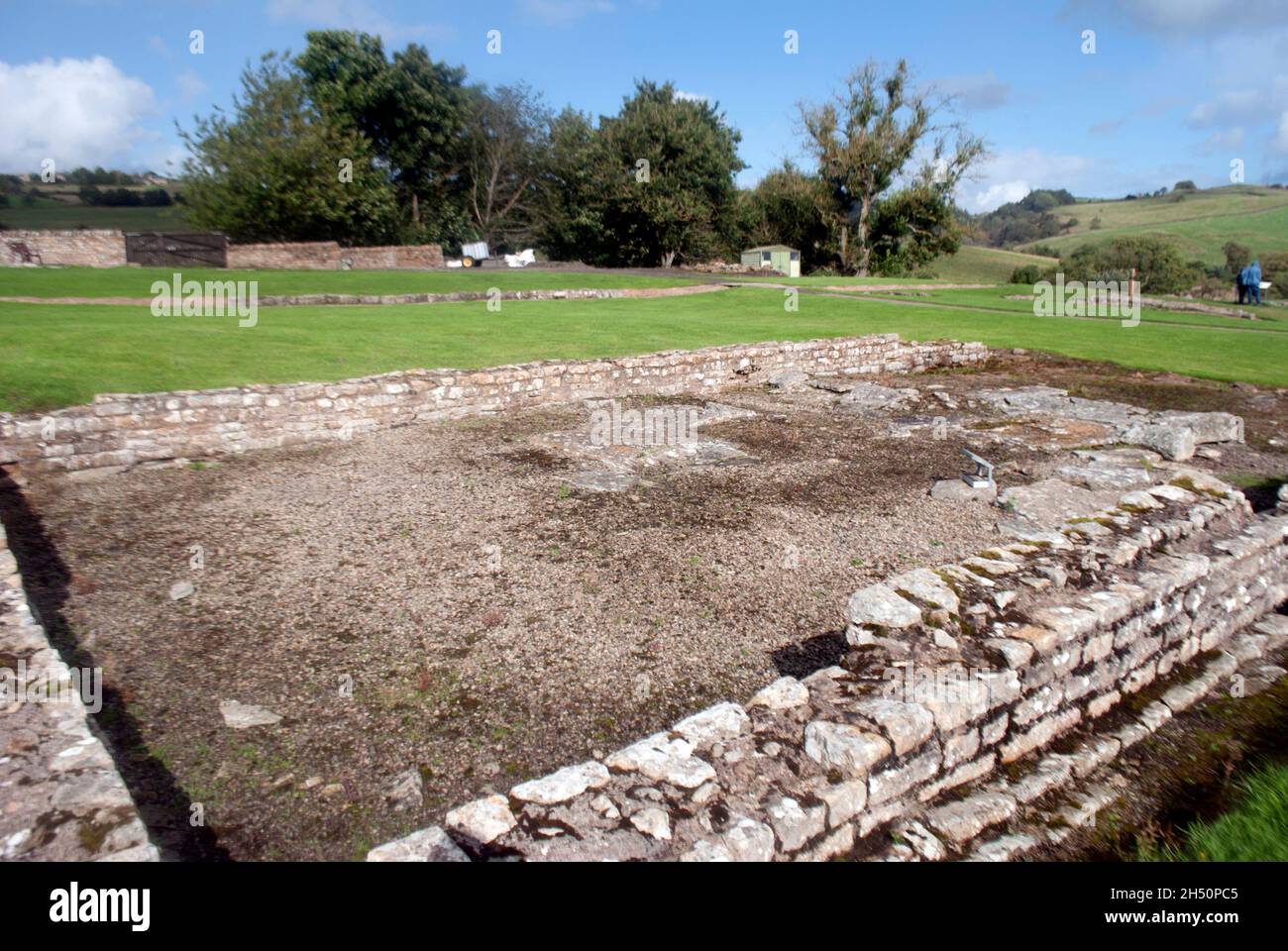 Scavi di rovine romane a Vindolanda Fort e museo, Bardon Mill, Hexham, Northumberland, Inghilterra, REGNO UNITO Foto Stock