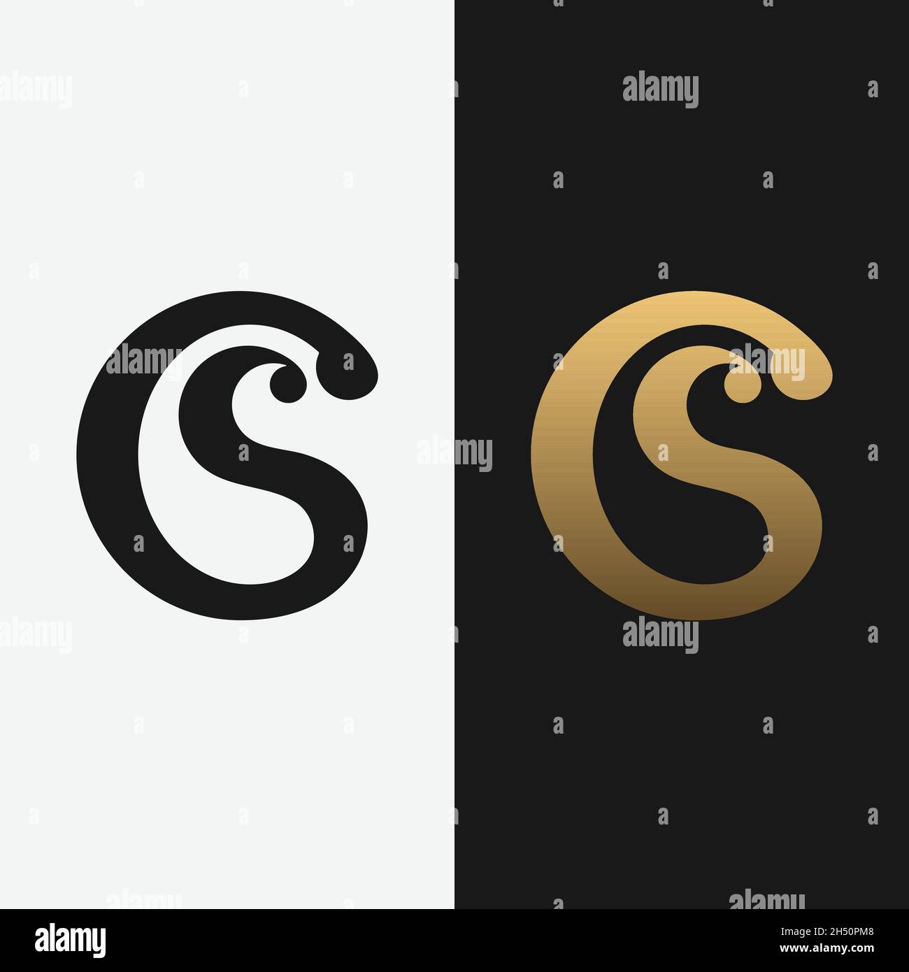 Modello di progettazione del logo C S CS SC per il monogramma iniziale della lettera. Adatto per General Fashion Sport Company Business Brand in semplice minimal pulito di classe ecc. Illustrazione Vettoriale